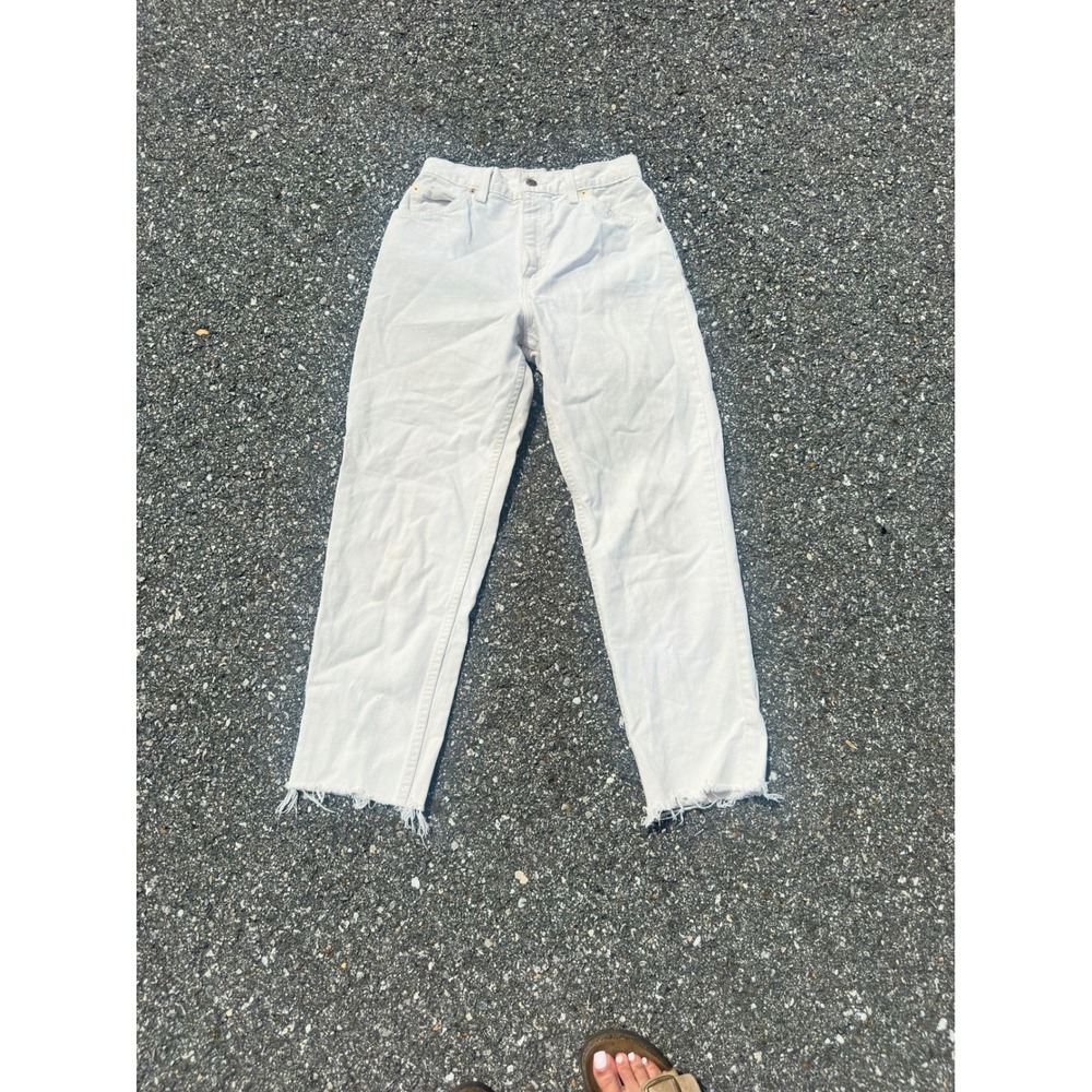 Vintage Levis 951 Orange Tab High Waisted Tapered Jeans Off White Raw Hem 27x26